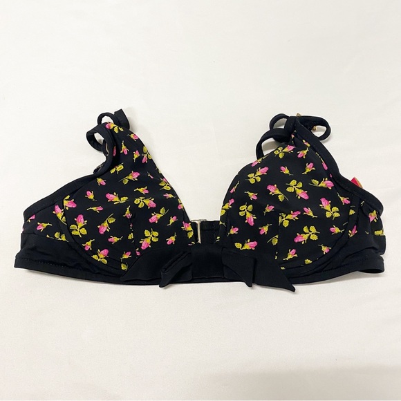 Betsey Johnson Vintage Black, Pink & Leopard Ditsy Floral Print Bikini - Picture 7 of 11